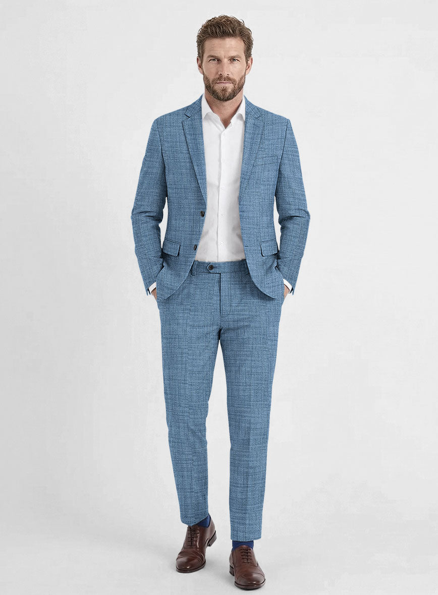 Bamboo Wool Blue French Suit - StudioSuits