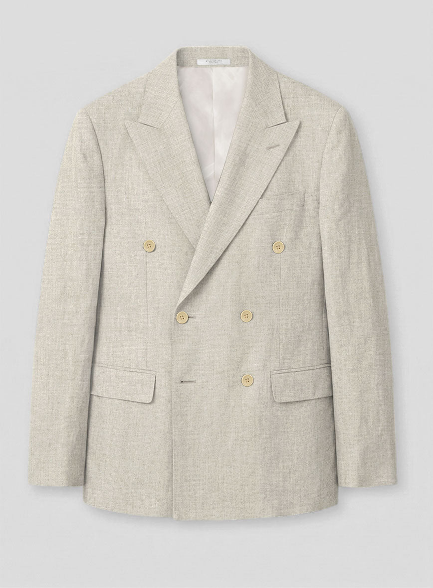 Barn Beige Linen Double Breasted Jacket - StudioSuits