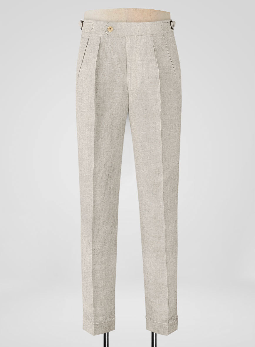 Barn Beige Linen Highland Trousers - StudioSuits