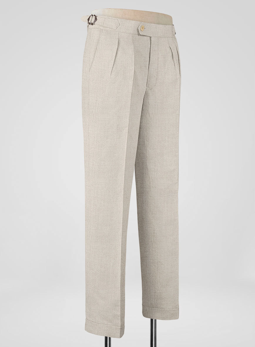 Barn Beige Linen Highland Trousers - StudioSuits