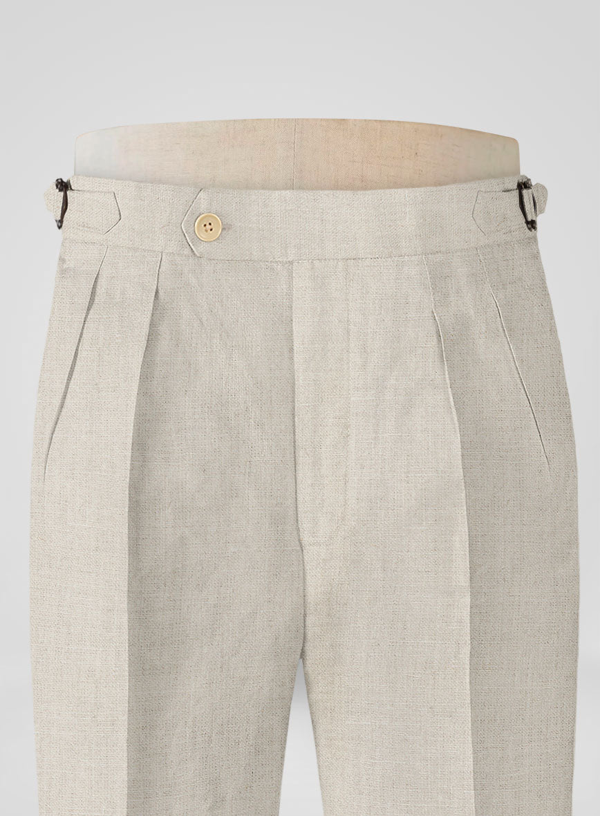 Barn Beige Linen Highland Trousers - StudioSuits
