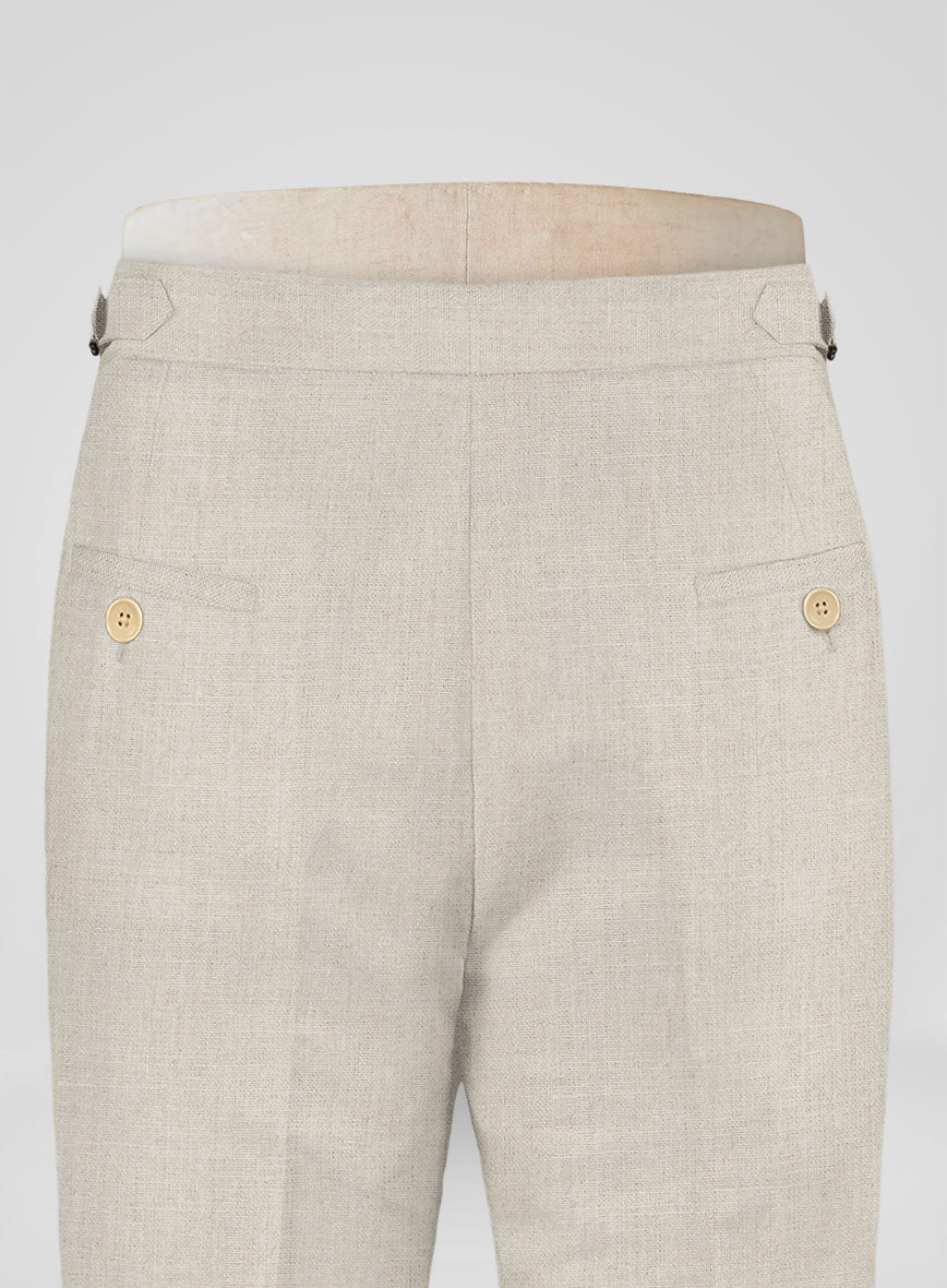 Barn Beige Linen Highland Trousers - StudioSuits