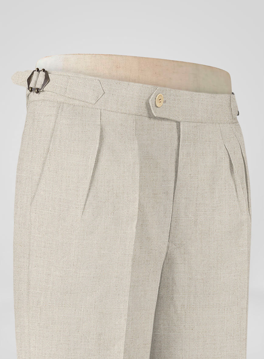 Barn Beige Linen Highland Trousers - StudioSuits