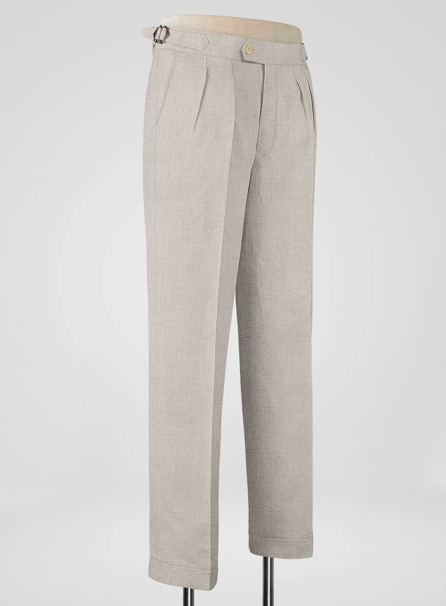 Barn Beige Linen Highland Trousers - StudioSuits