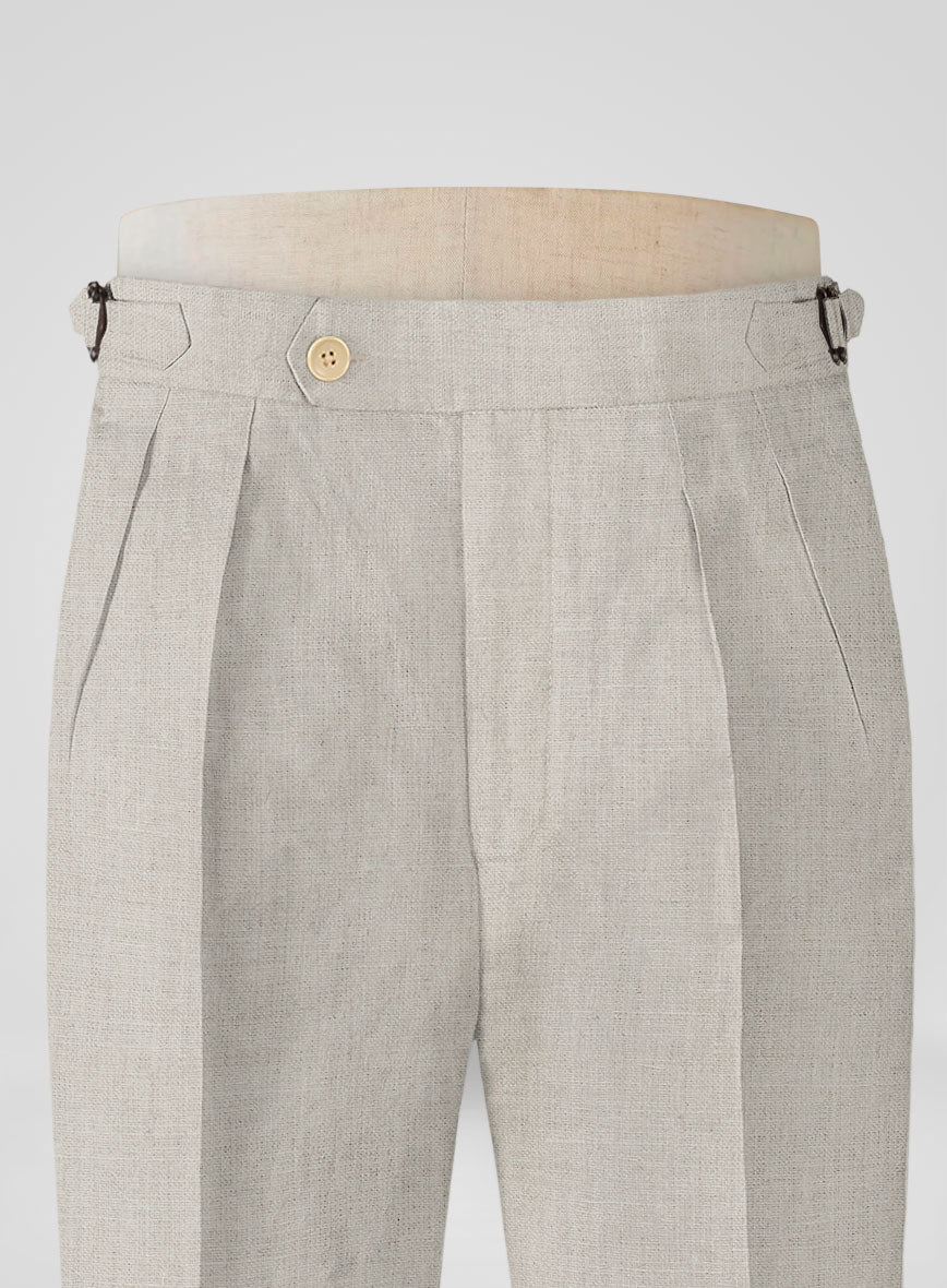 Barn Beige Linen Highland Trousers - StudioSuits