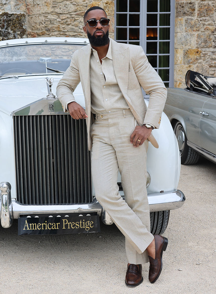 Barn Beige Pablo Style Linen Suit - StudioSuits