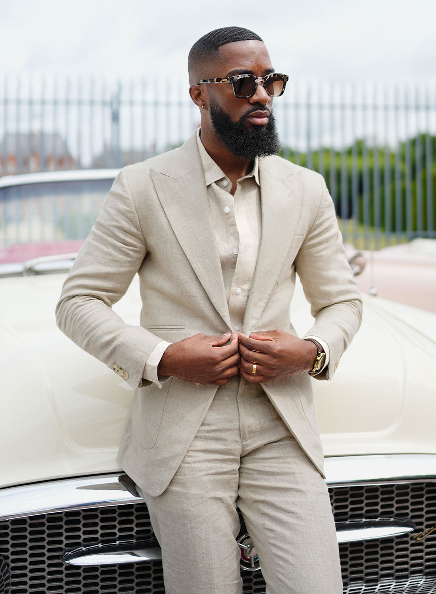 Barn Beige Pablo Style Linen Suit - StudioSuits
