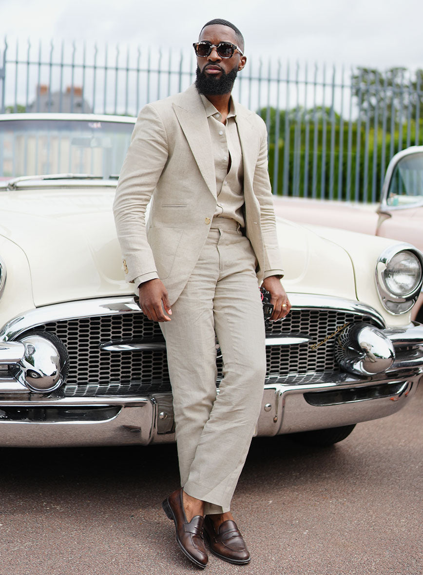 Barn Beige Pablo Style Linen Suit - StudioSuits