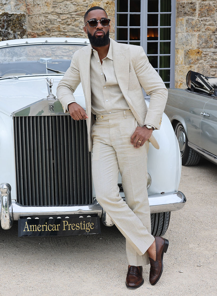 Barn Beige Pablo Style Linen Suit - StudioSuits