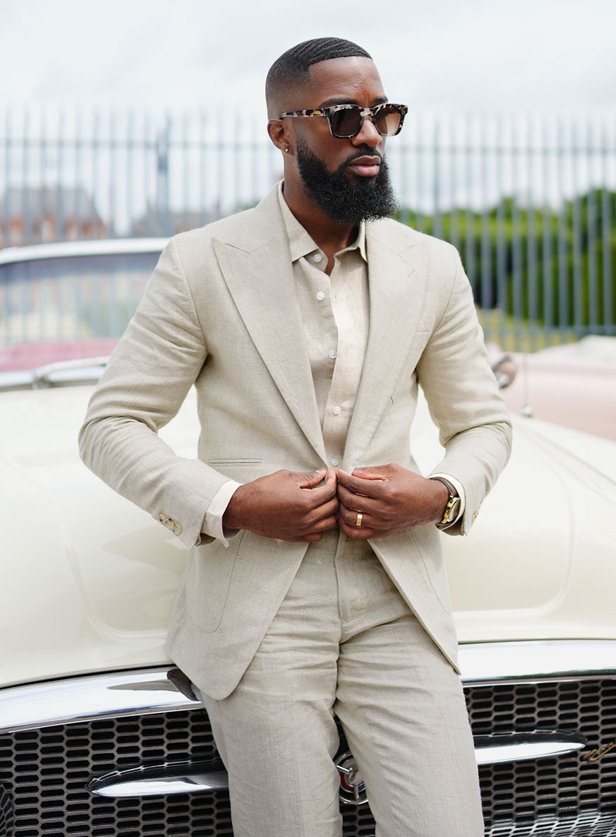 Barn Beige Pablo Style Linen Suit - StudioSuits