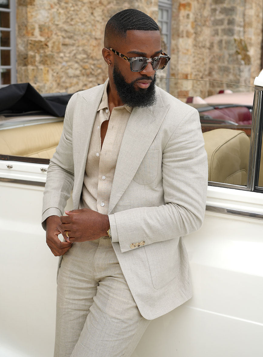 Barn Beige Pablo Style Linen Suit - StudioSuits