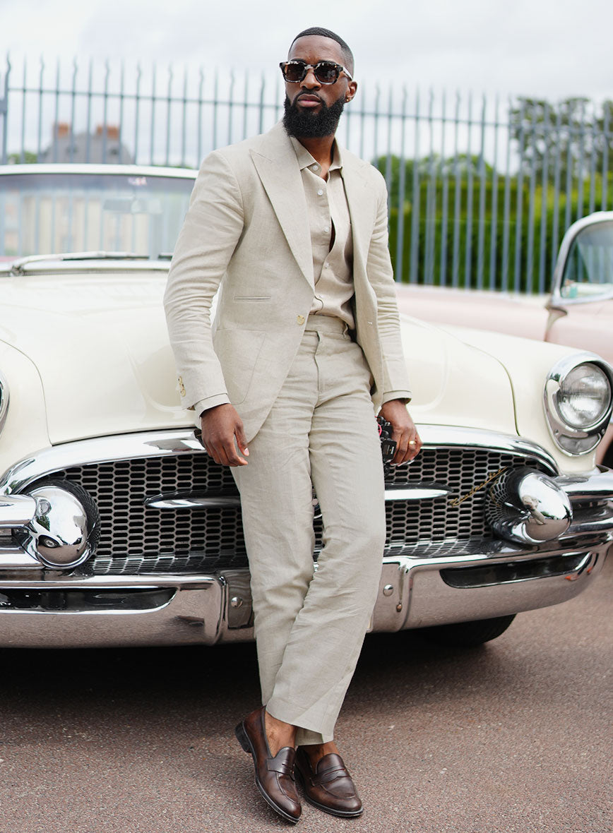 Barn Beige Pablo Style Linen Suit - StudioSuits