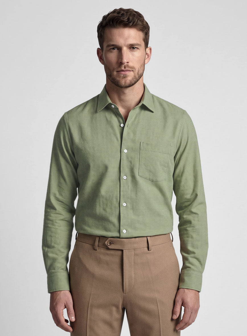 Basil Dust Stretch Poplene Shirt - StudioSuits