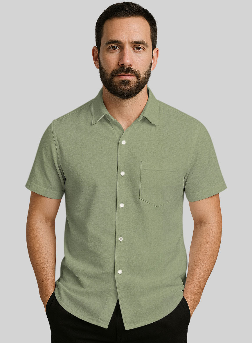 Basil Dust Stretch Poplene Shirt - StudioSuits