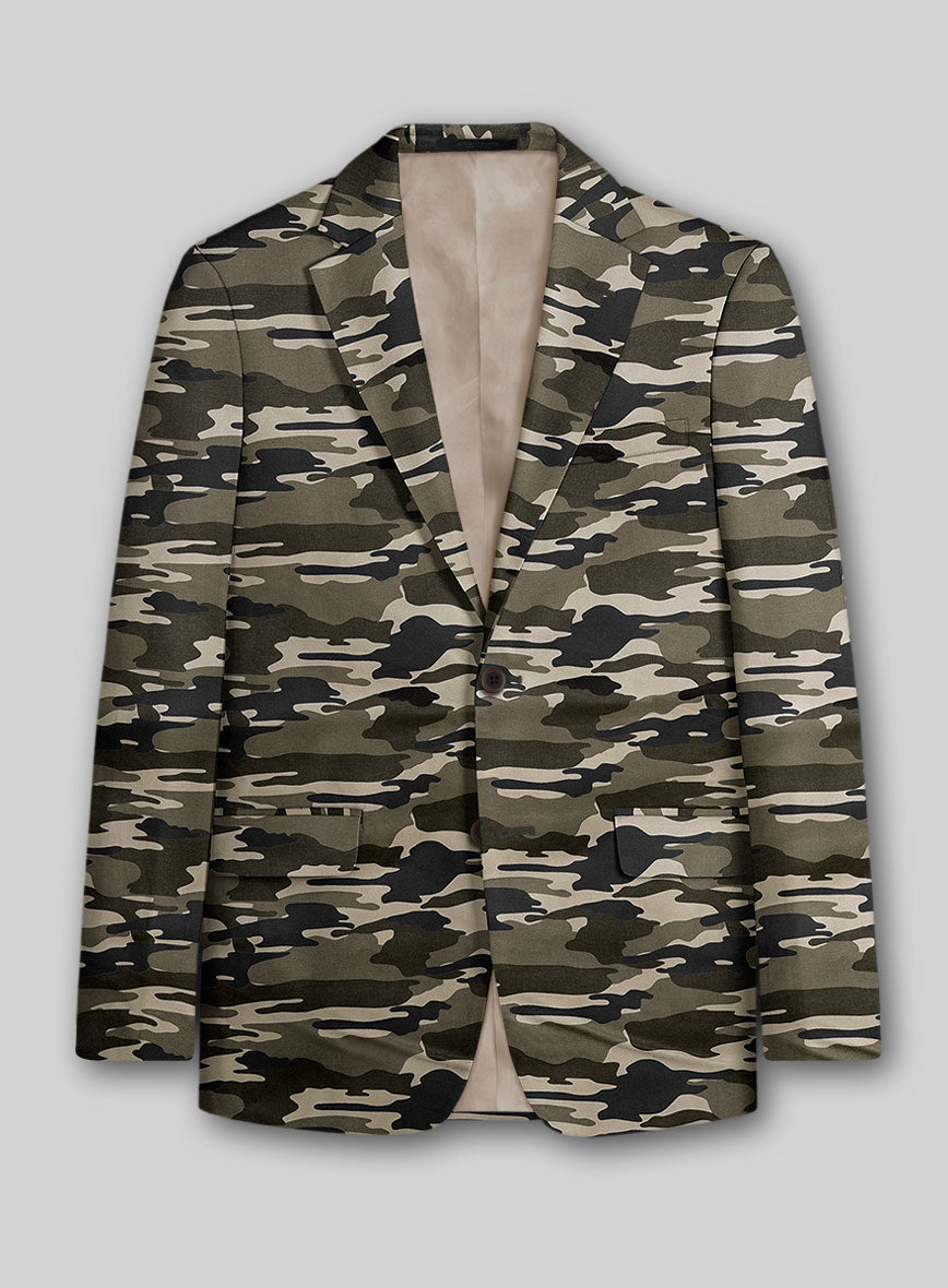 Beige Stretch Camo Suit - StudioSuits