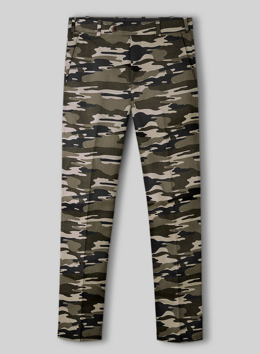 Beige Stretch Camo Suit - StudioSuits