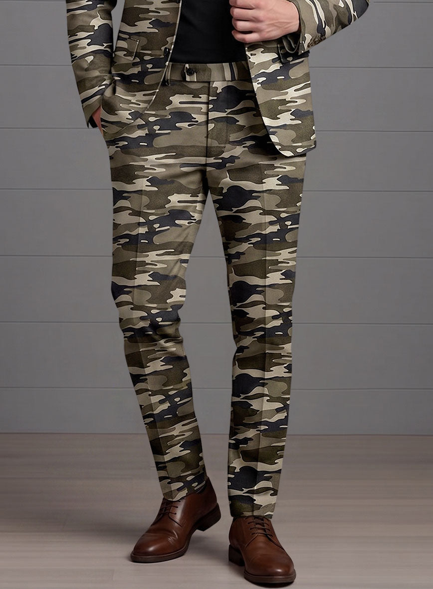 Beige Stretch Camo Suit - StudioSuits