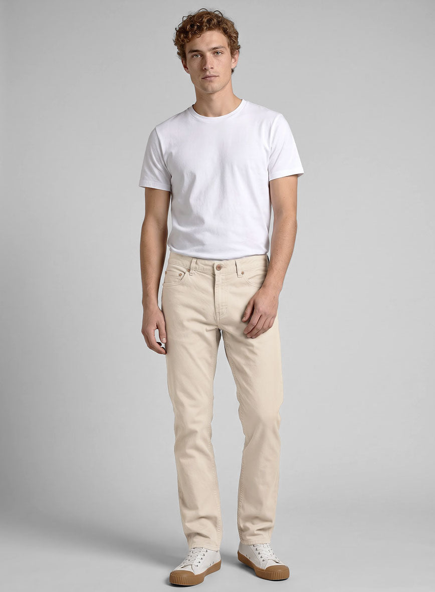 Beige Stretch Chino Jeans - StudioSuits