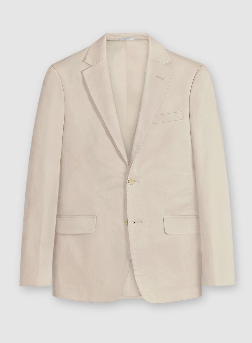 Beige Cotton Power Stretch Chino Jacket - StudioSuits
