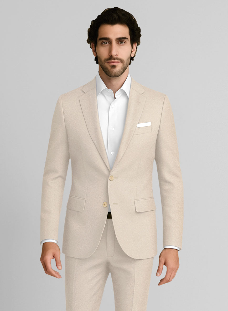 Beige Cotton Power Stretch Chino Jacket - StudioSuits