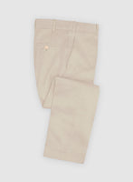 Beige Cotton Power Stretch Chino Pants - StudioSuits