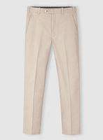 Beige Cotton Power Stretch Chino Pants - StudioSuits