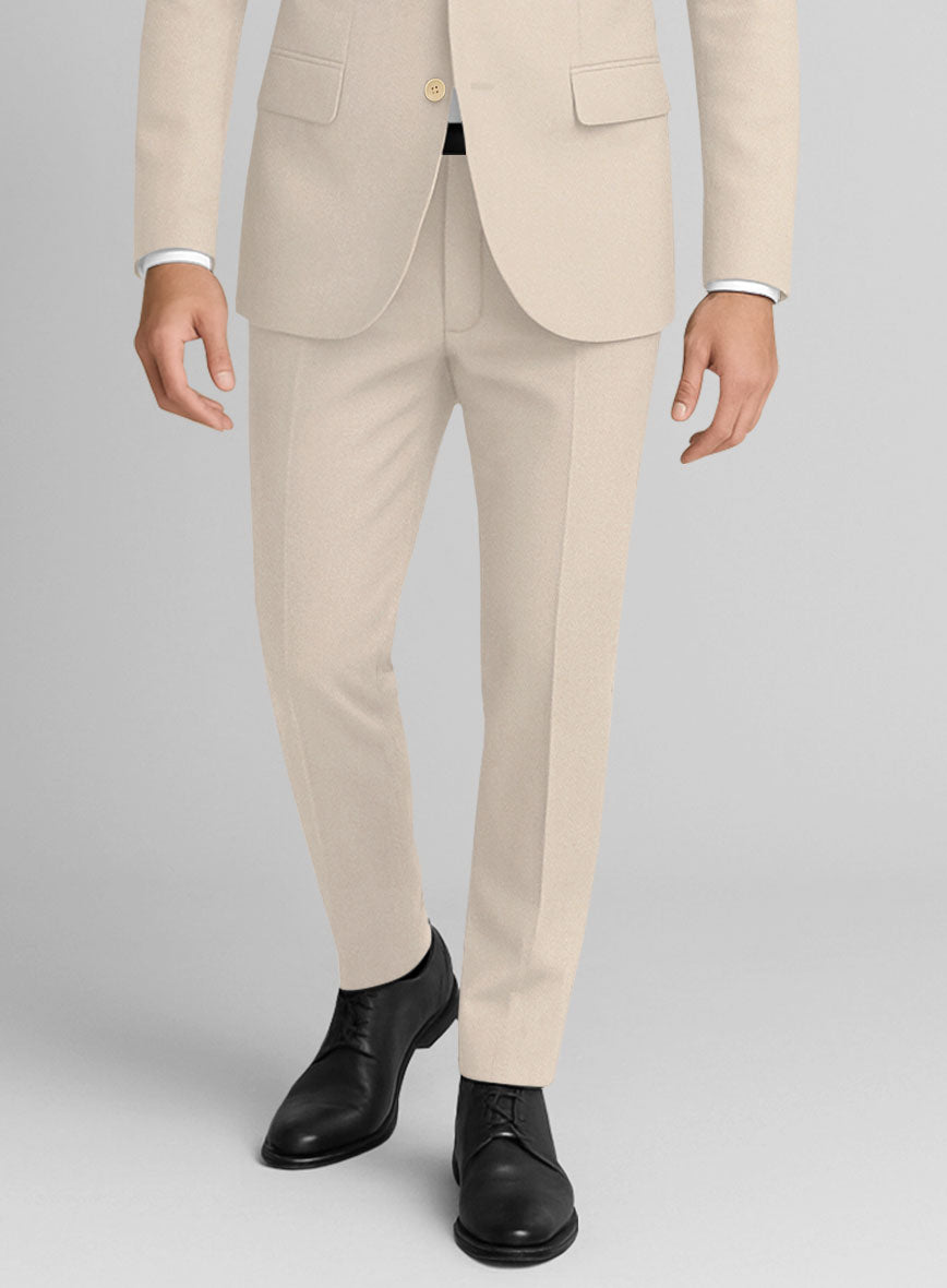 Beige Cotton Power Stretch Chino Pants - StudioSuits