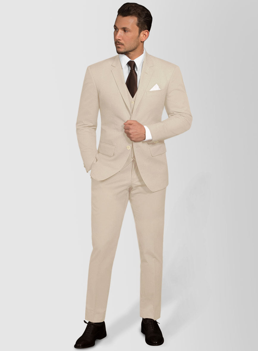 Beige Cotton Power Stretch Chino Suit – StudioSuits