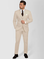 Beige Cotton Power Stretch Chino Suit - StudioSuits