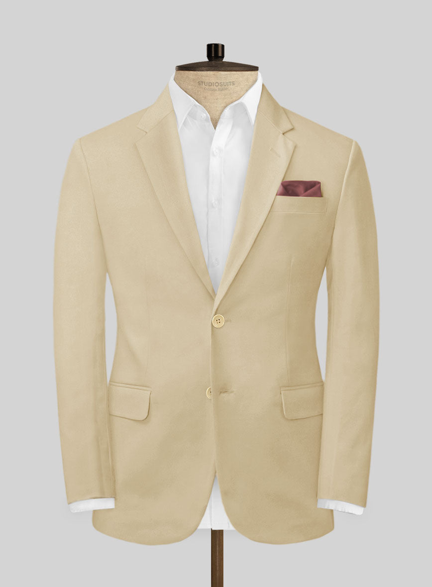 Beige Feather Cotton Canvas Stretch Jacket - StudioSuits