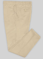 Washed Beige Feather Cotton Canvas Stretch Chino Pants