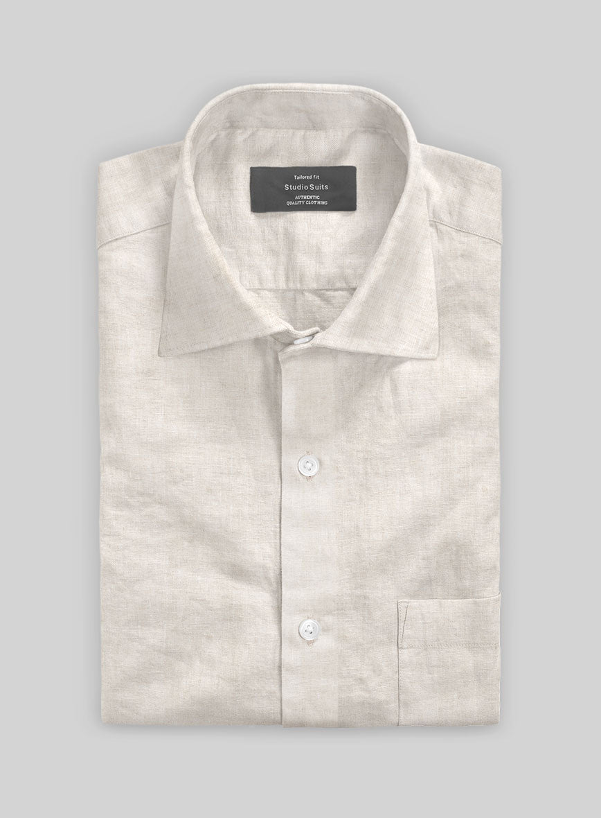 Beige Linen Shirt - StudioSuits