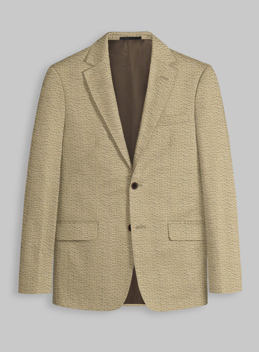 Beige Seersucker Jacket - StudioSuits