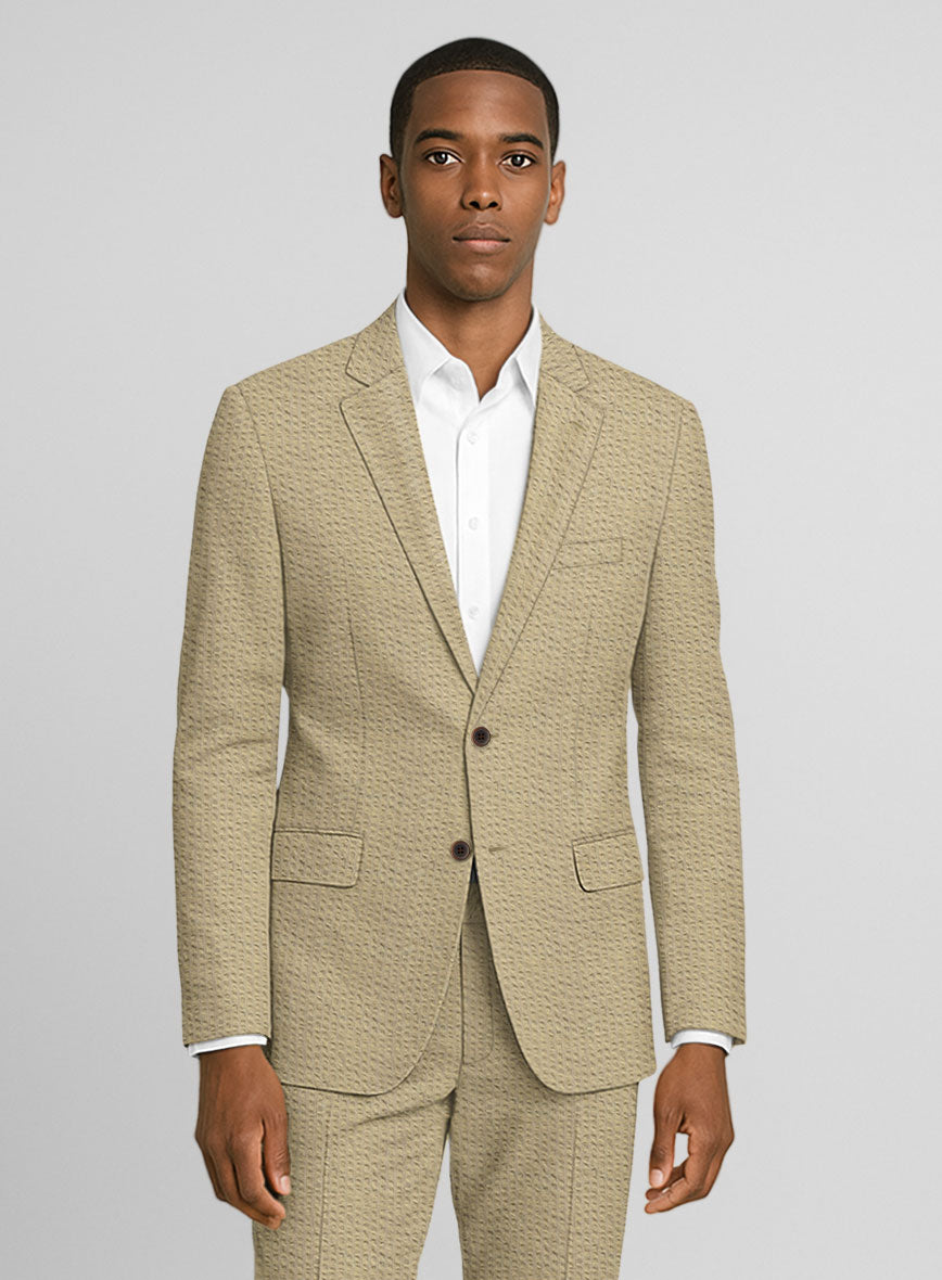 Beige Seersucker Jacket - StudioSuits