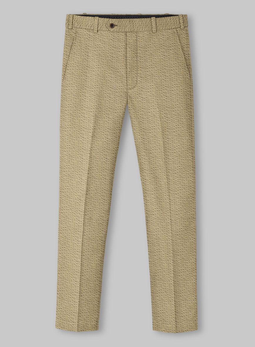 Beige Seersucker Pants - StudioSuits