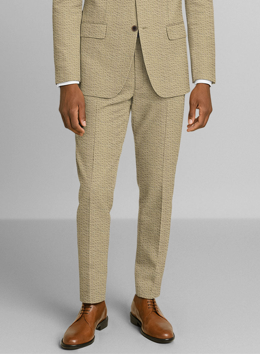 Beige Seersucker Pants - StudioSuits