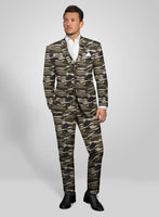 Beige Stretch Camo Suit - StudioSuits