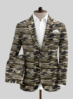 Beige Stretch Camo Suit - StudioSuits