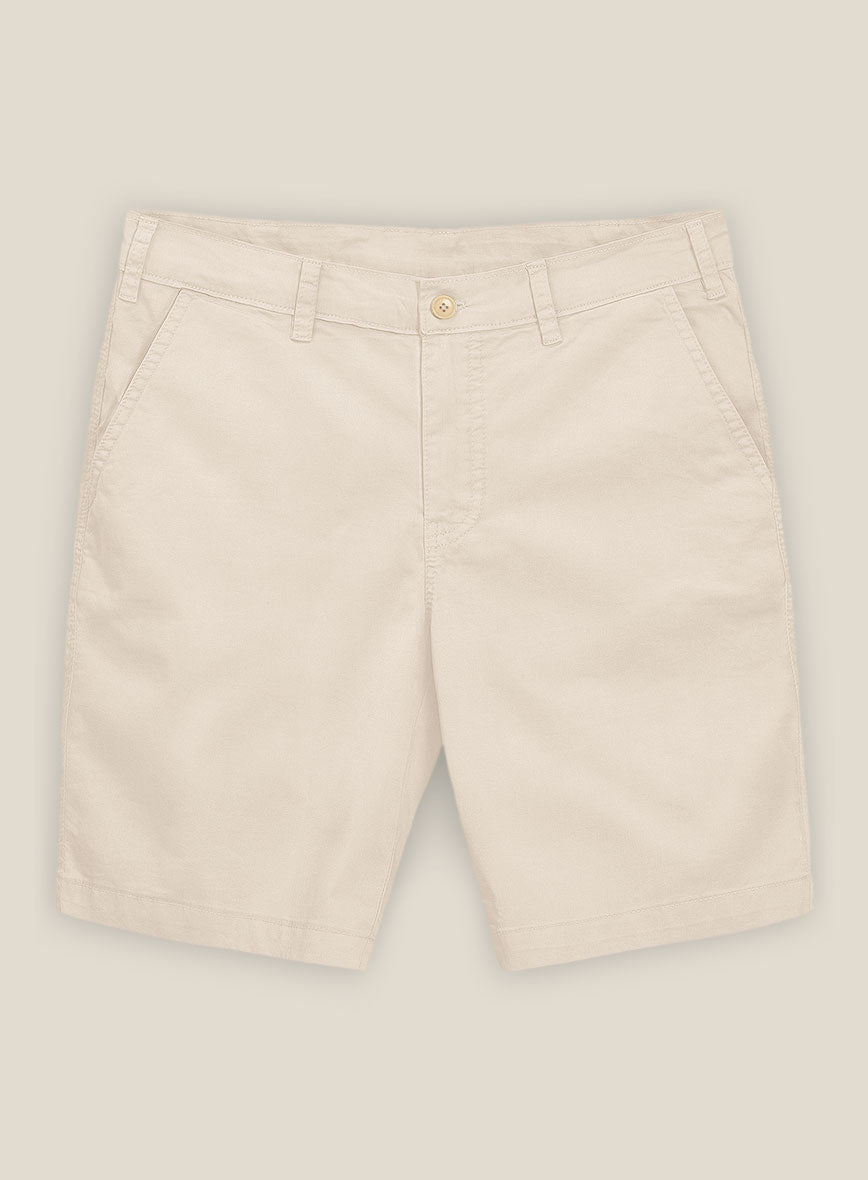 Beige Stretch Chino Shorts - StudioSuits