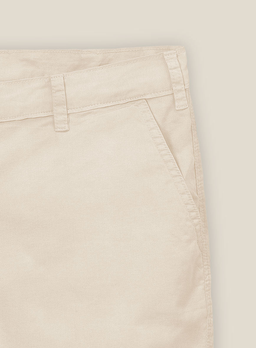 Beige Stretch Chino Shorts - StudioSuits