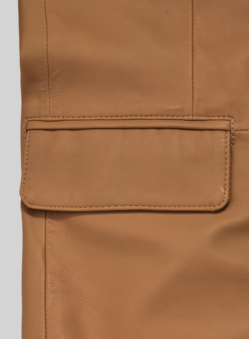 Bella Brown Lambskin Leather Blazer - StudioSuits