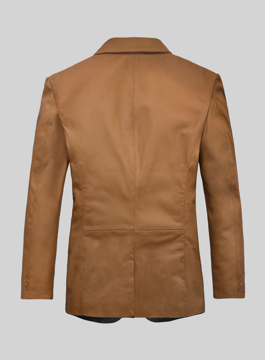 Bella Brown Lambskin Leather Blazer - StudioSuits