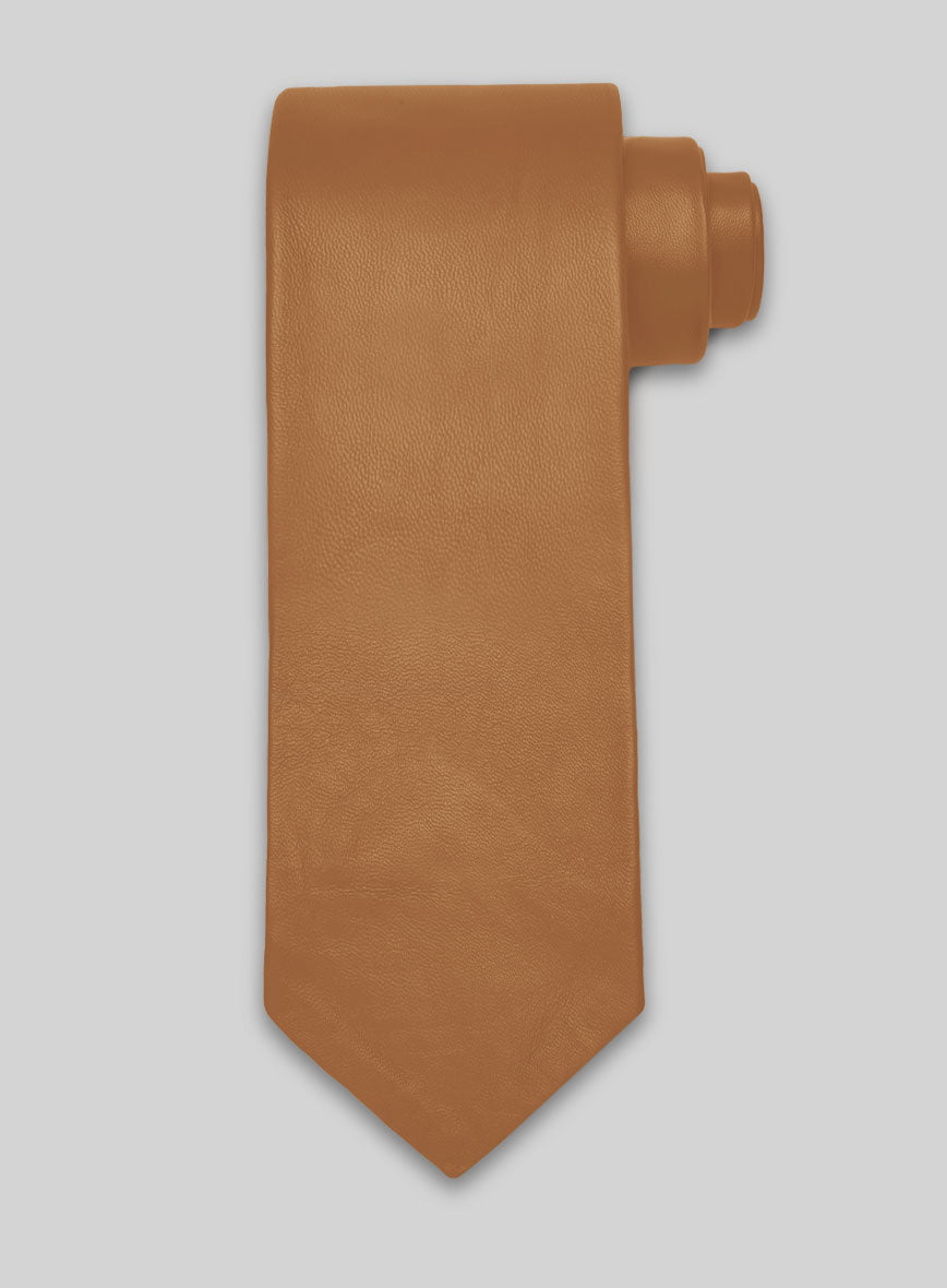 Bella Brown Lambskin Leather Tie - StudioSuits
