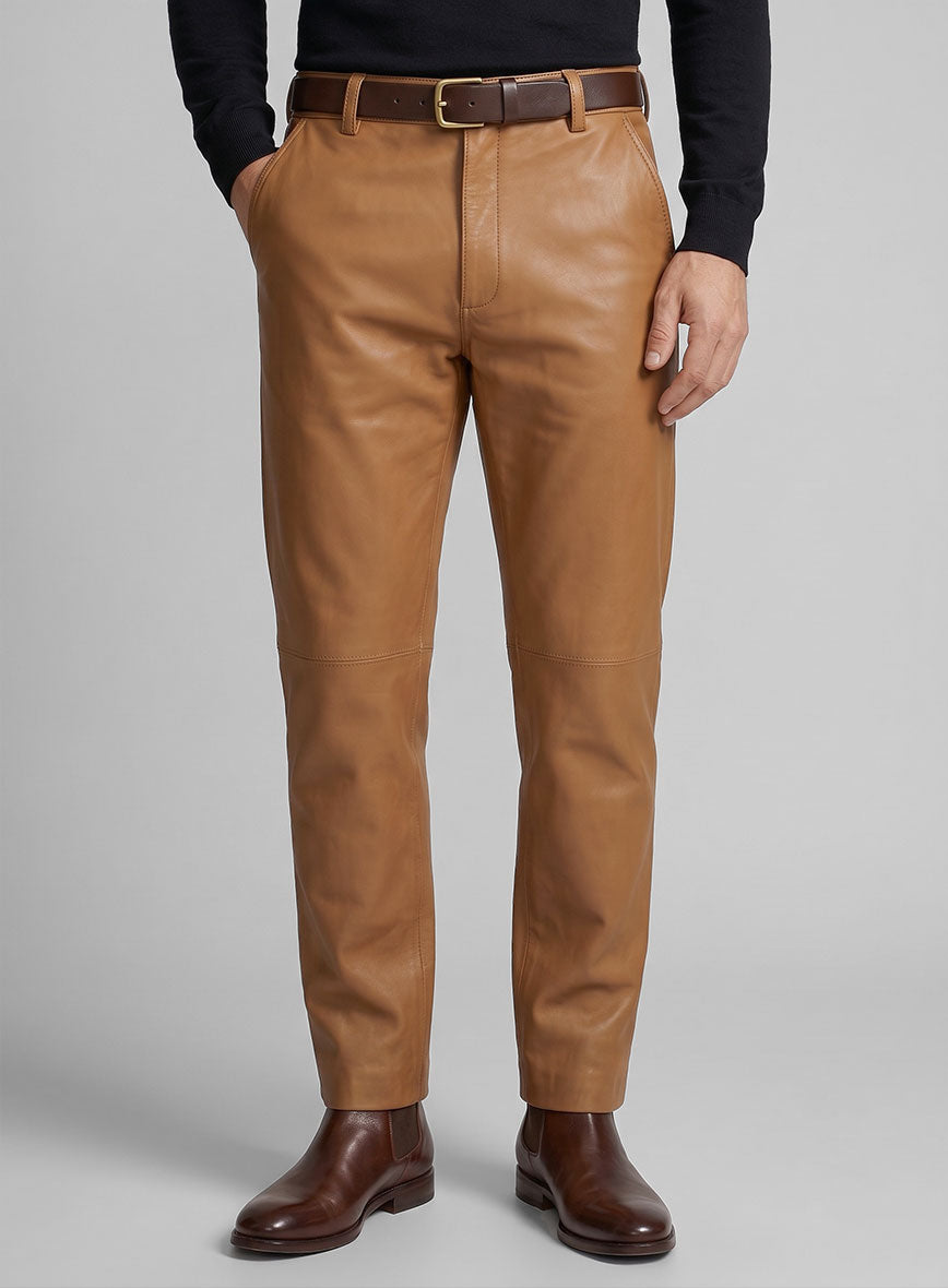 Bella Brown Leather Trousers - StudioSuits