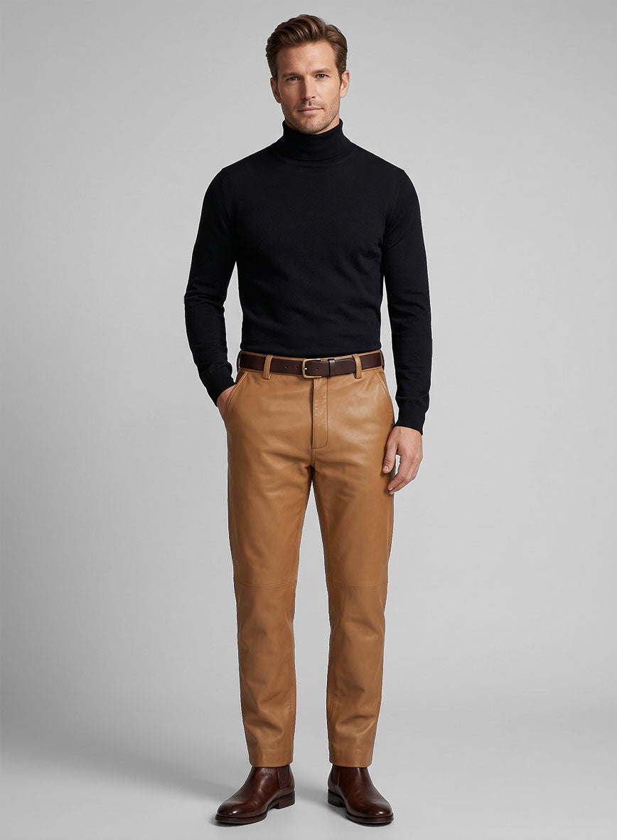 Bella Brown Leather Trousers - StudioSuits