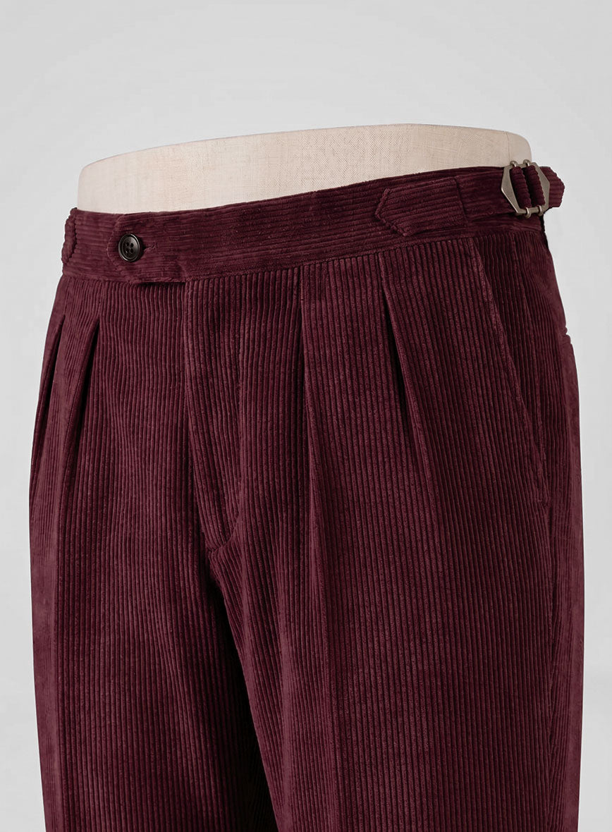 Berry Wine Corduroy Highland Trousers - StudioSuits