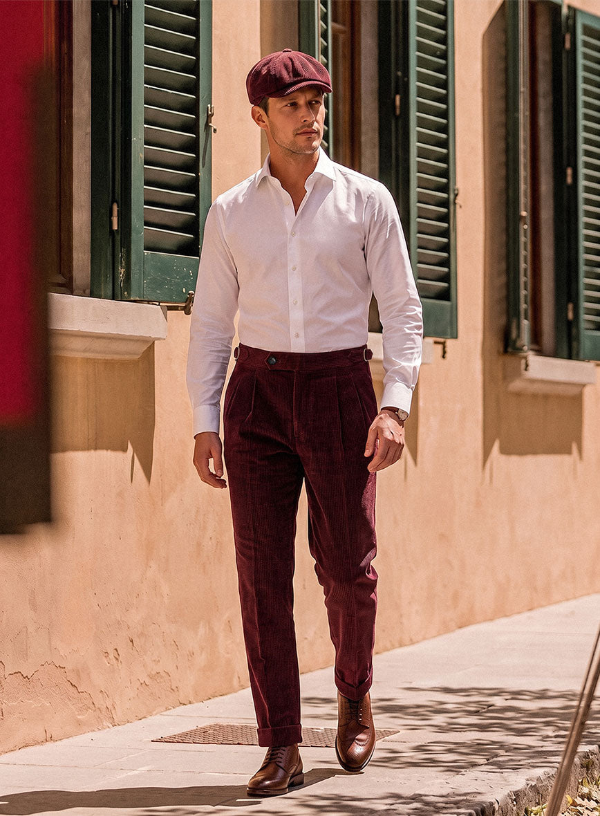 Berry Wine Corduroy Highland Trousers - StudioSuits