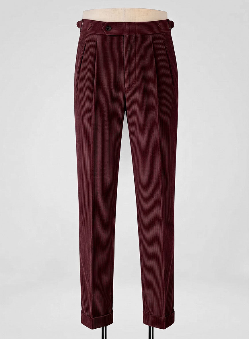 Berry Wine Corduroy Highland Trousers - StudioSuits