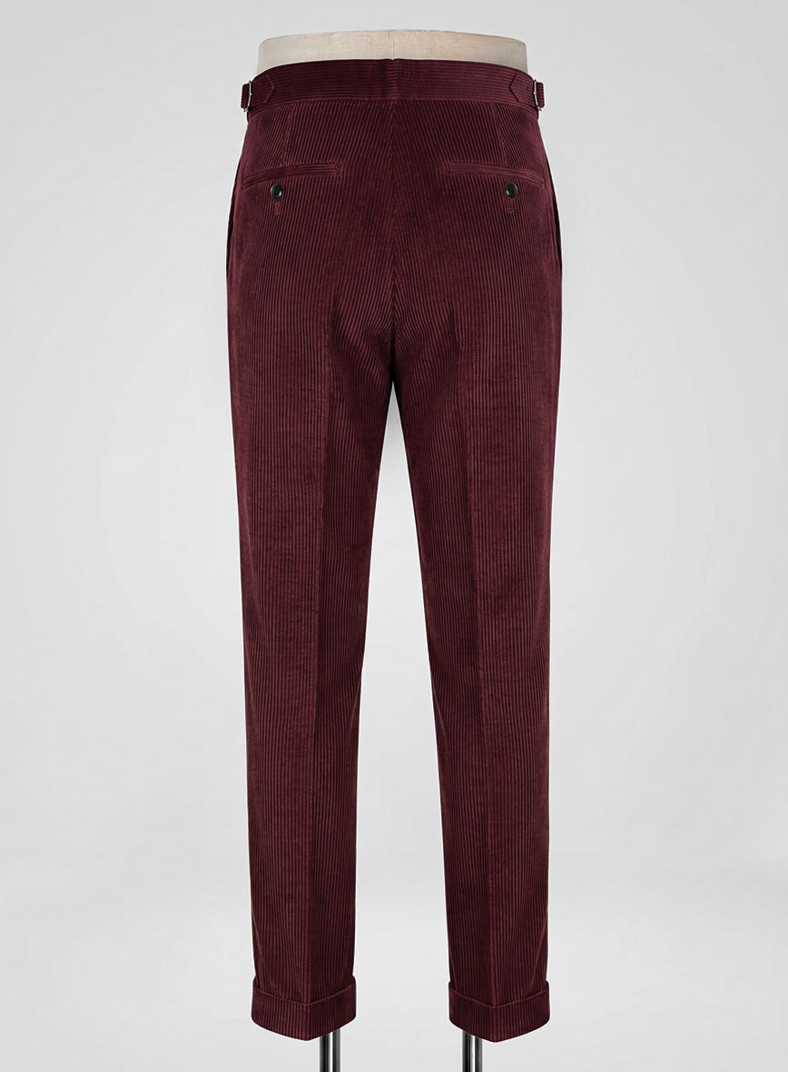 Berry Wine Corduroy Highland Trousers - StudioSuits