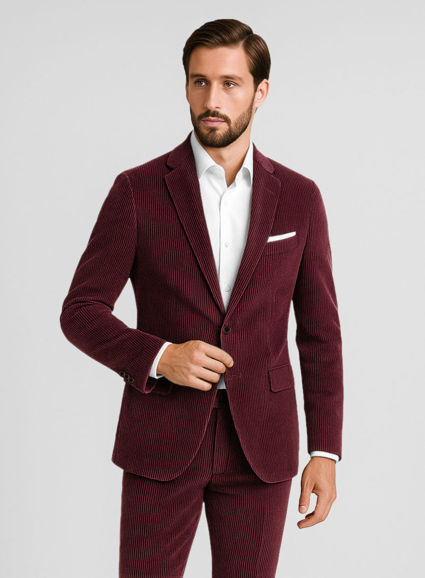 Berry Wine Corduroy Jacket - StudioSuits